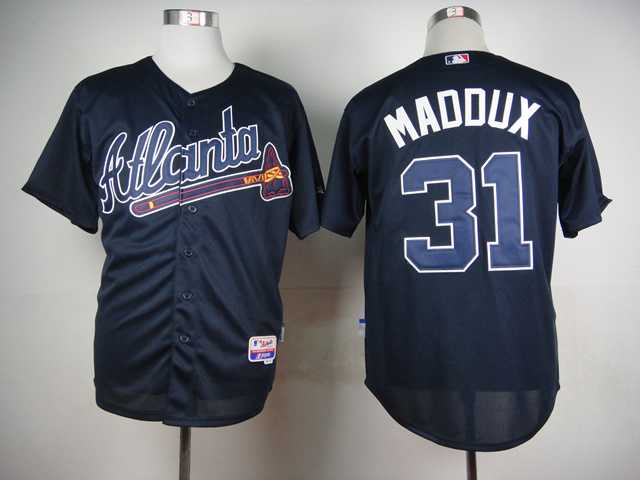 Atlanta Braves #31 Maddux Dark Blue Throwback Jerseys