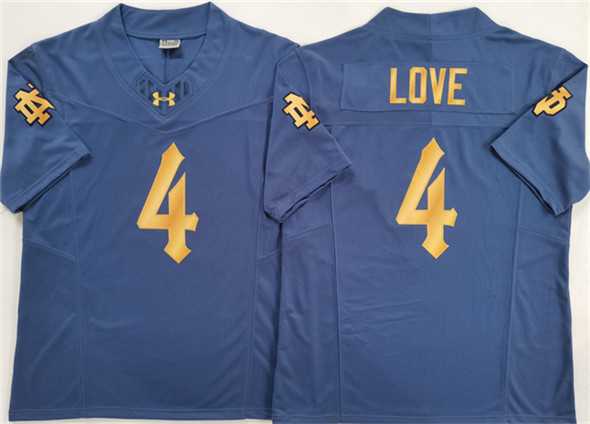 Men's Notre Dame Fighting Irish #4 Jeremiyah Love Navy Blue 2025 F.U.S.E. Limited Stitched Jersey