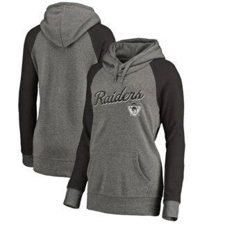 Women Oakland Raiders NFL Pro Line by Fanatics Branded Timeless Collection Rising Script Plus Size Tri-Blend Hoodie...