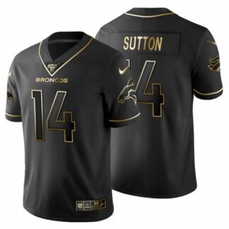 Denver Broncos #14 Courtland Sutton Men’s Nike Black Golden Limited NFL 100 Jersey
