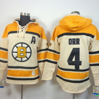 Old Time Hockey Boston Bruins #4 Bobby Orr Cream Hoodie