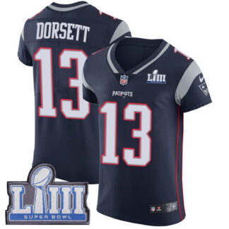Nike New England Patriots #13 Phillip Dorsett Navy Blue Team Color Super Bowl LIII Bound Men’s Stitched NFL Vapor U...