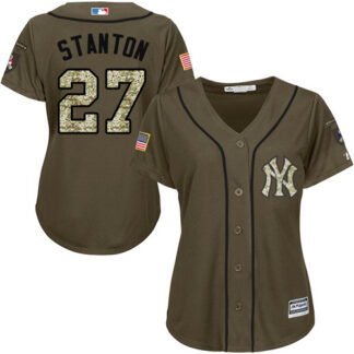 New York Yankees #27 Giancarlo Stanton Green Salute to Service Women’s Stitched MLB Jersey