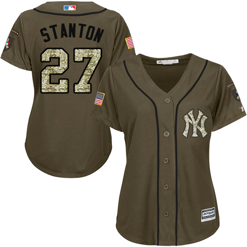 New York Yankees #27 Giancarlo Stanton Green Salute to Service Women’s Stitched MLB Jersey