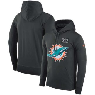 Men's Miami Dolphins Anthracite Nike Crucial Catch Performance Hoodie