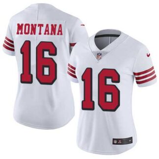 Women Nike 49ers 16 Joe Montana White Color Rush Vapor Untouchable Limited Jersey