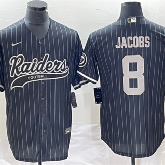 Men's Las Vegas Raiders #8 Josh Jacobs Black Cool Base Stitched Baseball Jersey