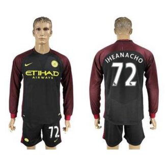 Manchester City #72 Iheanacho Away Long Sleeves Soccer Club Jersey