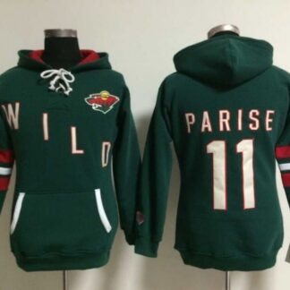 Minnesota Wild #11 Zach Parise Green Women's Old Time Heidi NHL Hoodie