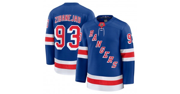 Men's New York Rangers Mika Zibanejad Blue Home Premium Jersey - Image 2