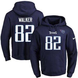 Printed Nike Tennessee Titans #82 Delanie Walker Navy Name & Number Men's Pullover Hoodie