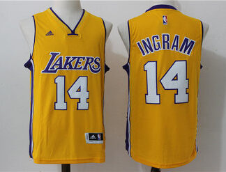 Men's Los Angeles Lakers #14 White Revolution Yellow 30 Swingman Basketball Jersey