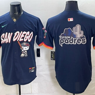 Men's San Diego Padres X Hello Kitty Team Big Logo Obsidian 2026 City Connect Stadium Stitched Baseball Jersey