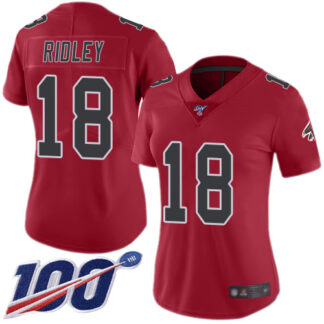 Nike Atlanta Falcons #18 Calvin Ridley Red Women’s Stitched NFL Limited Rush 100th Season Jersey