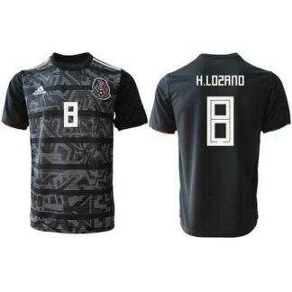 Mexico #8 H.Lozano Black Soccer Country Jersey