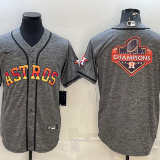 Men's Houston Astros Grey Gridiron Team Big Logo Cool Base Stitched Baseball Jersey