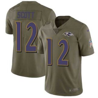 Nike Ravens 12 Jaleel Scott Olive Salute To Service Limited Jersey Dzhi