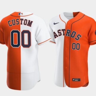 Men's Houston Astros Customized Orange and White Split Stitched MLB Jersey