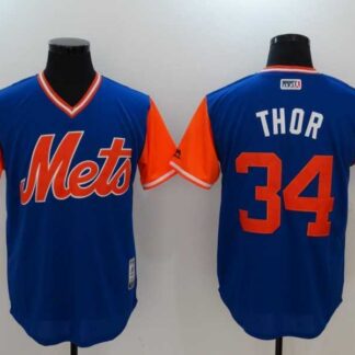 New York Mets #34 Thor Blue Majestic Players Weekend Mlb Jerseys