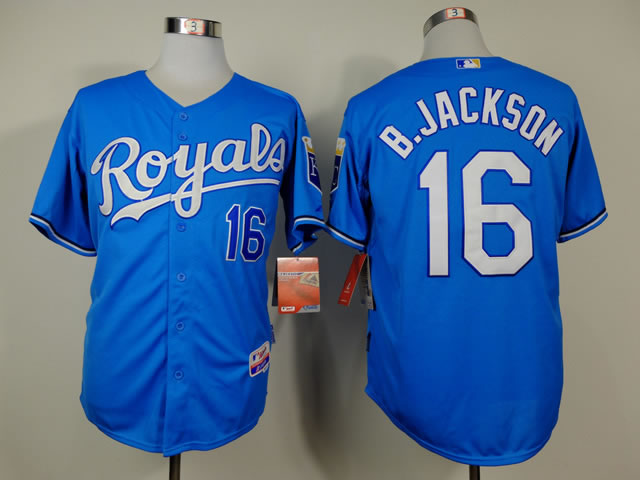 Kansas City Royals #16 B.Jackson Throwback Light Blue Jerseys