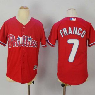 Youth Philadelphia Philliesa #7 Maikel Franco Red Cool Base Stitched Jersey