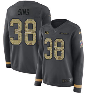 Nike Cincinnati Bengals #38 LeShaun Sims Anthracite Salute to Service Women’s Stitched NFL Limited Therma Long Slee...