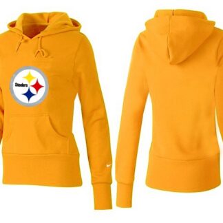 Nike Pittsburgh Steelers Team Logo Yellow Women Pullover Hoodies (1)