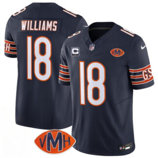 Men's Chicago Bears #18 Caleb Williams Navy 2025 F.U.S.E. With 1-Star C Patch And VMH Patch Vapor Untouchable Limit...