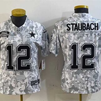 Women's Dallas Cowboys #12 Roger Staubach 2024 F.U.S.E Arctic Camo Salute To Service Limited Stitched Jersey Dzhi