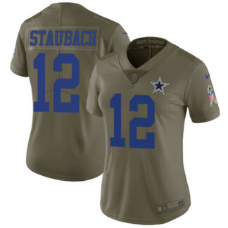 Nike Dallas Cowboys #12 Roger Staubach Olive Women’s Stitched NFL Limited 2017 Salute to Service Jersey