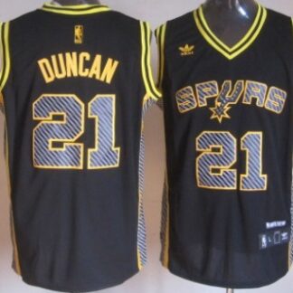 San Antonio Spurs #21 Tim Duncan Black Electricity Fashion Jersey