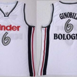 Virtus Pallacanestro Bologna #6 Manu Ginobili White Basketball Jersey