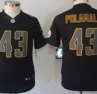 Nike Pittsburgh Steelers #43 Troy Polamalu Black Impact Limited Kids Jersey