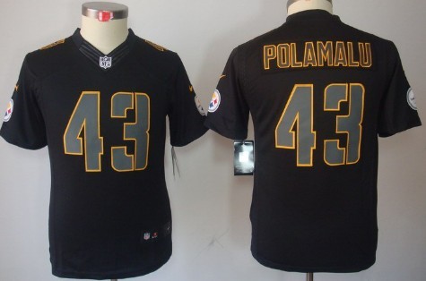 Nike Pittsburgh Steelers #43 Troy Polamalu Black Impact Limited Kids Jersey