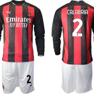 Men 2020-2021 club AC milan home long sleeve 2 red Soccer Jerseys