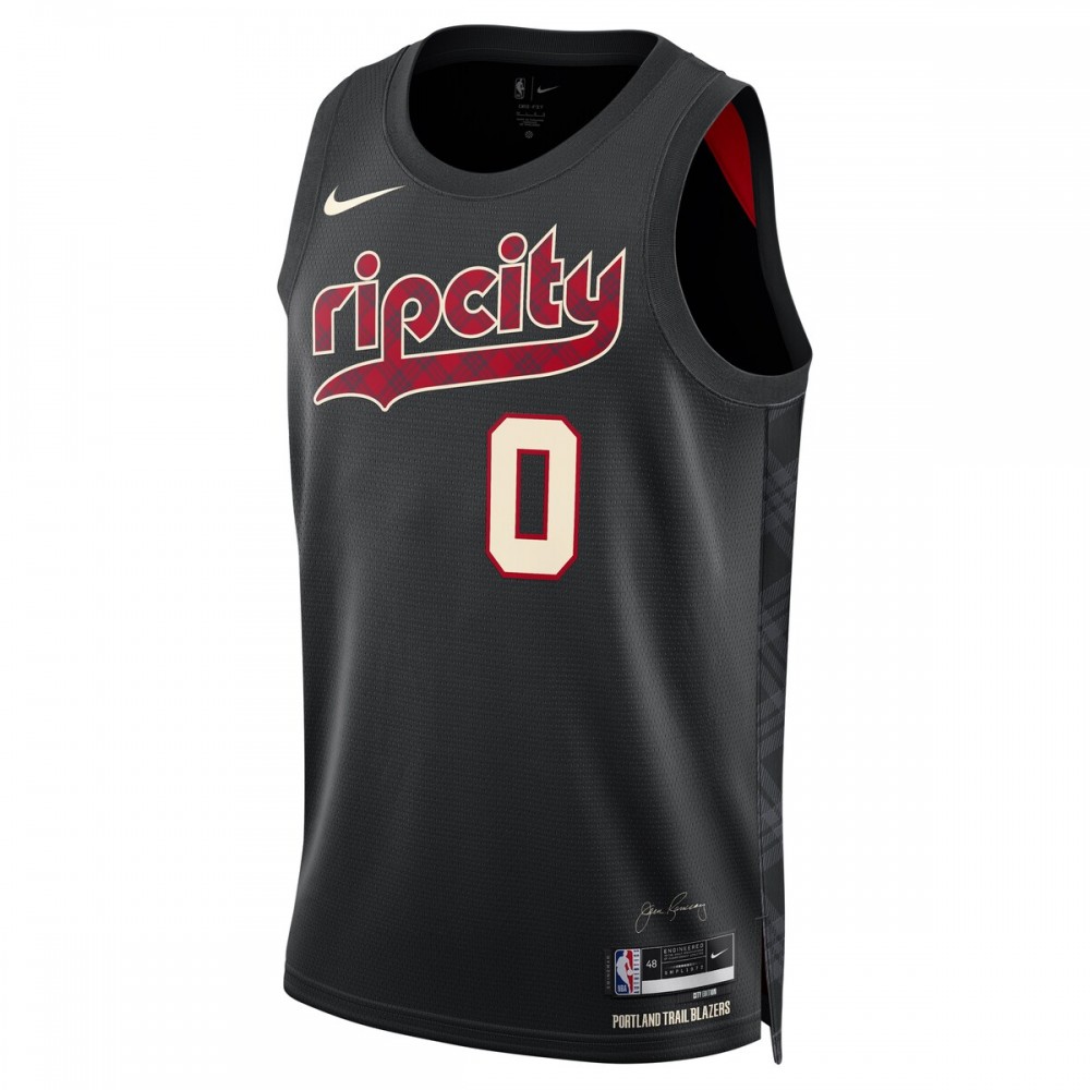 Damian Lillard Portland Trail Blazers Nike Unisex 2023/24 Swingman Jersey - Black - City Edition - Image 2