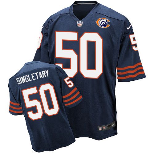 Nike Chicago Bears #50 Mike Singletary Navy Blue Throwback Men’s Stitched NFL Elite Jersey