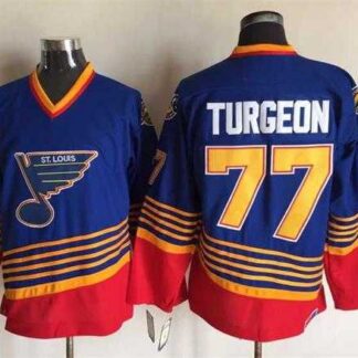St. Louis Blues #77 Turgeon Blue-Red CCM Throwback Jerseys