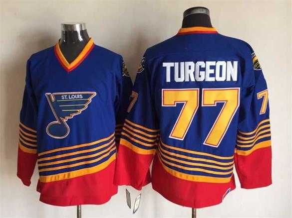 St. Louis Blues #77 Turgeon Blue-Red CCM Throwback Jerseys