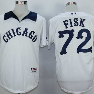 Men's Chicago White Sox #72 Carlton Fisk White 1976 Turn Back The Clock Jersey