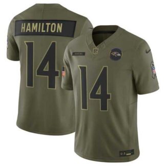 Men's Baltimore Ravens #14 Kyle Hamilton Olive 2025 F.U.S.E. Salute to Service Limited Stitched Jersey Dyin