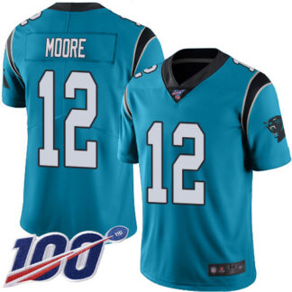 Nike Carolina Panthers #12 DJ Moore Blue Men’s Stitched NFL Limited Rush 100th Season Jersey