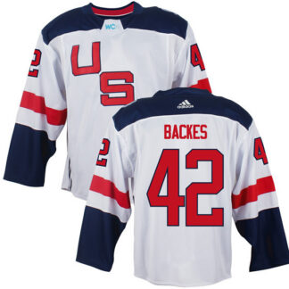 Men's Team USA #42 David Backes White 2016 World Cup of Hockey Game Jersey