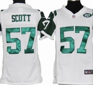Nike New York Jets #57 Bart Scott White Game Kids Jersey