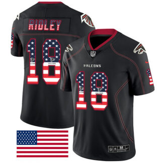 Nike Atlanta Falcons #18 Calvin Ridley Black Men’s Stitched NFL Limited Rush USA Flag Jersey